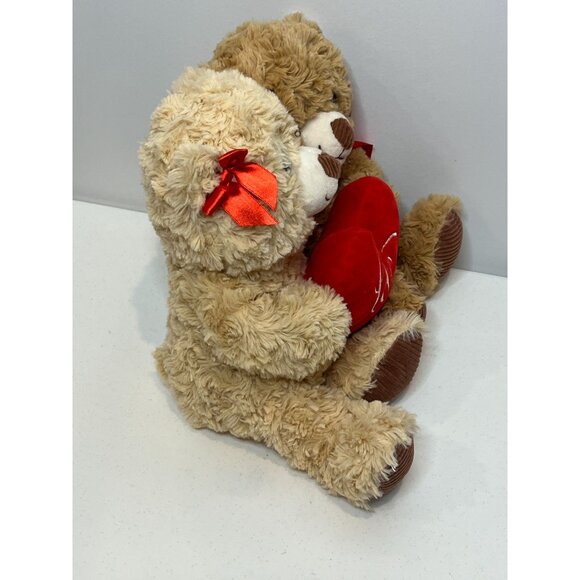 Valentine Teddy Bears Holding Heart Love You Couple Plush 12 Inch Stuffed Animal - Picture 11 of 13